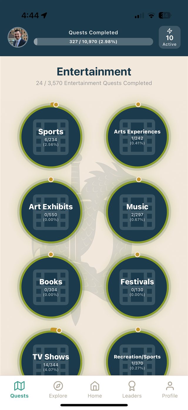 Quest complete celebration screen for visiting a national park